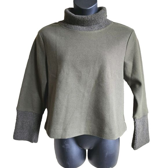 Banana Republic Factory BRUSHED TURTLENECK SWEATSHIRT Olive Size Small - Picture 3 of 6